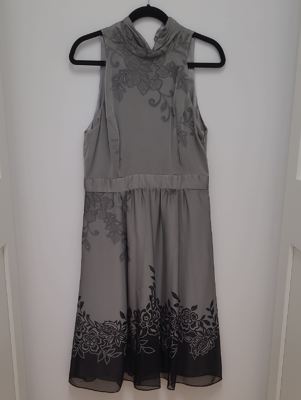 Liz Claiborne Gray Floral Halter Midi Dress